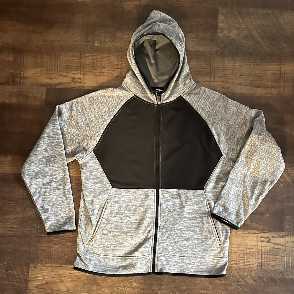 BEVERLY HILLS POLO CLUB Fleece Black and Grey Hooded Zip Up Jacket Size …